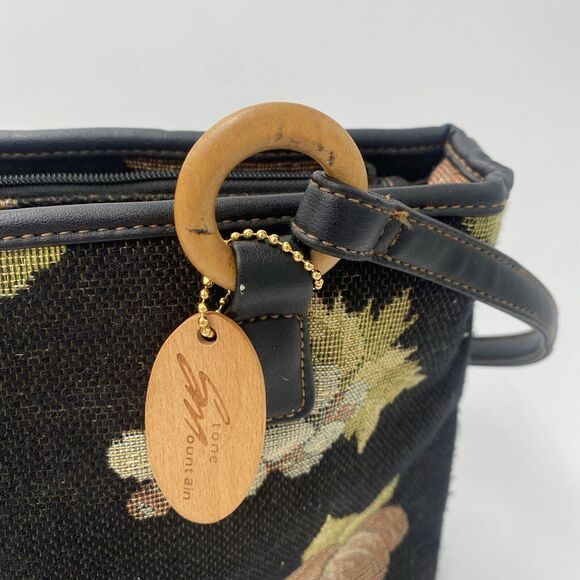 Stone Mountain Vintage Black Canvas Fruit Print Purse Bag 90s Y2k - Picture 3 of 10